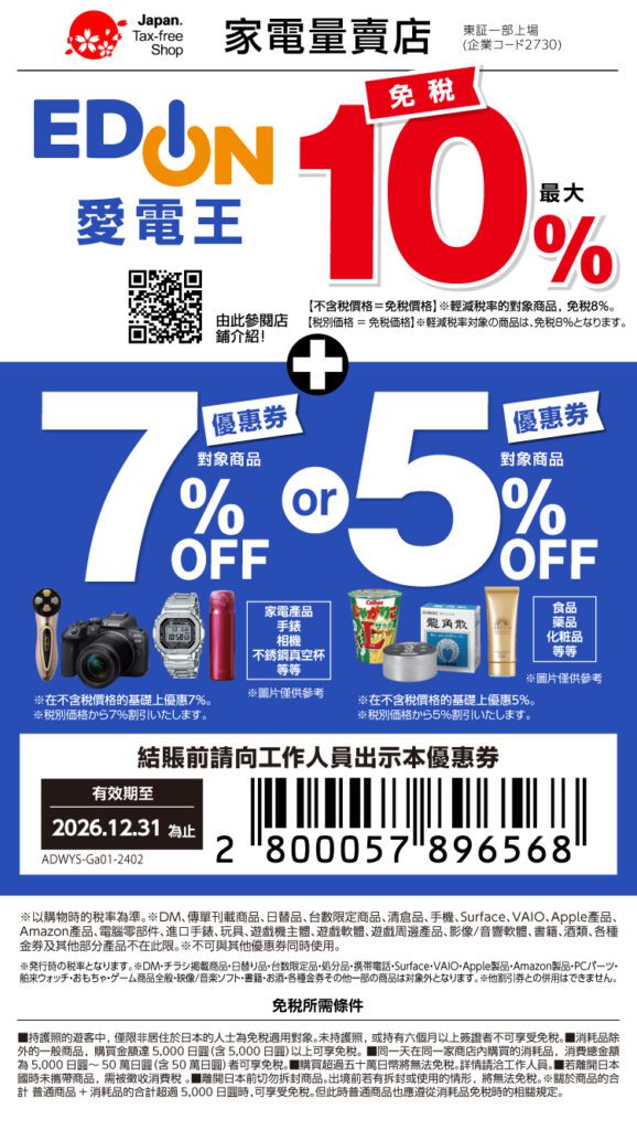 2026日本優惠卷折價劵精選︱各大藥妝美妝·百貨公司·免稅店 優惠卷 -